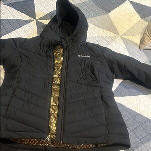 Columbia Black Puffer Jacket with Gold Lining